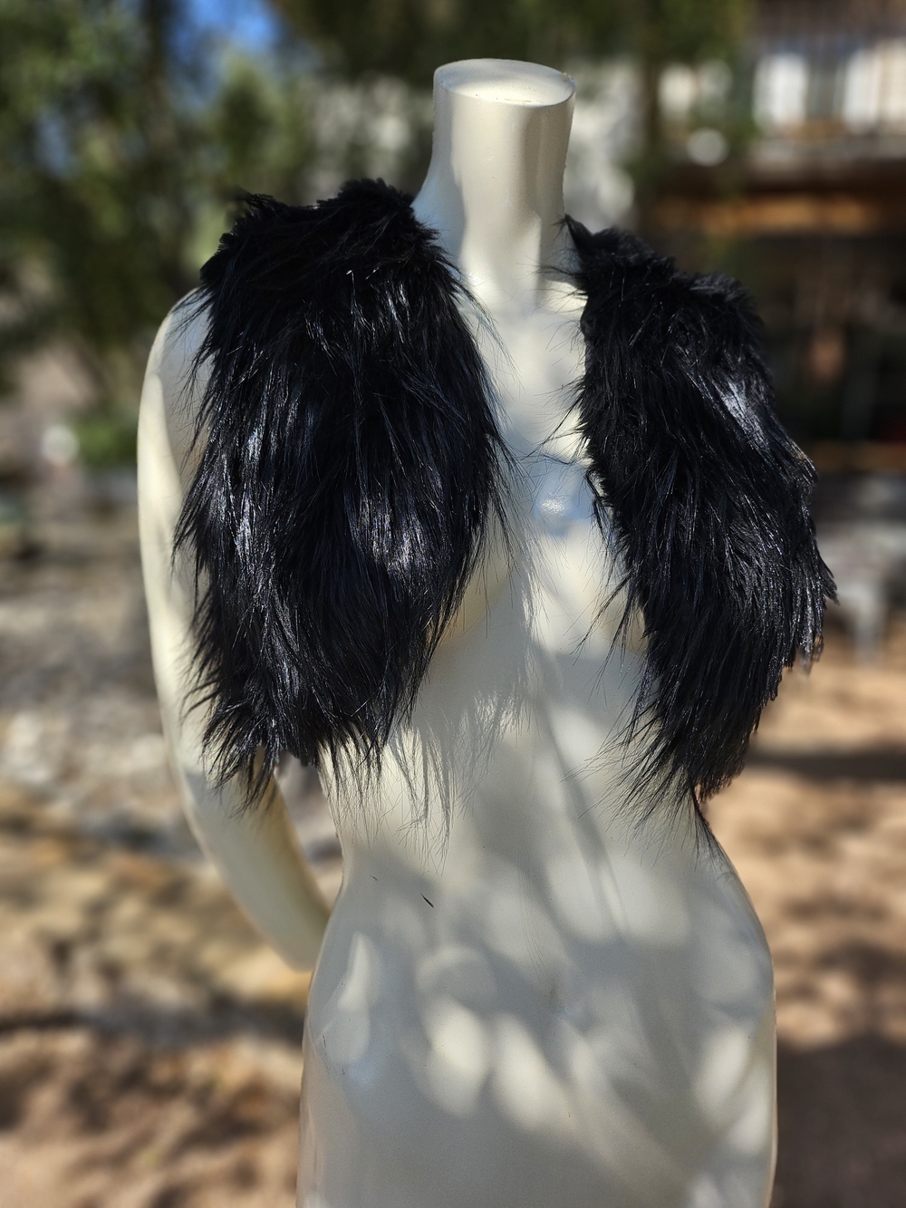 DONNA SALYERS Fabulous Furs Faux Black Fur Bolero Style Jacket Size Medium